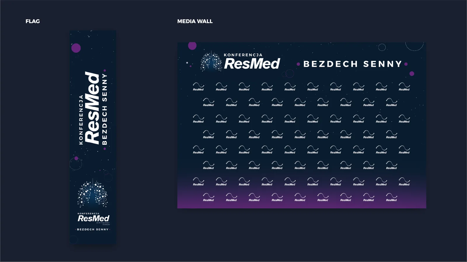 Elementy identyfikacji wydarzenia w przestrzeni eventowej: flaga i ścianka medialna